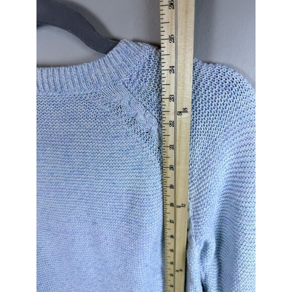 Talbots Sweater Cotton Linen Blend knit marbled blue pink Trim Petite Medium - Picture 5 of 7
